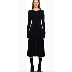 Jigsaw Black Viscose Blend Long Sleeve Minimalist Midi Dress EUC Sz 4